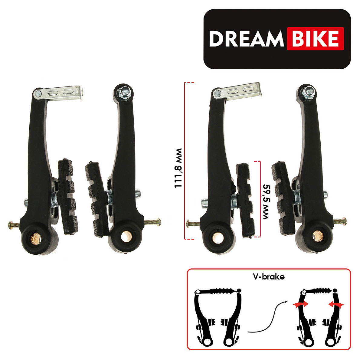 Комплект тормозов dream bike, v-brake